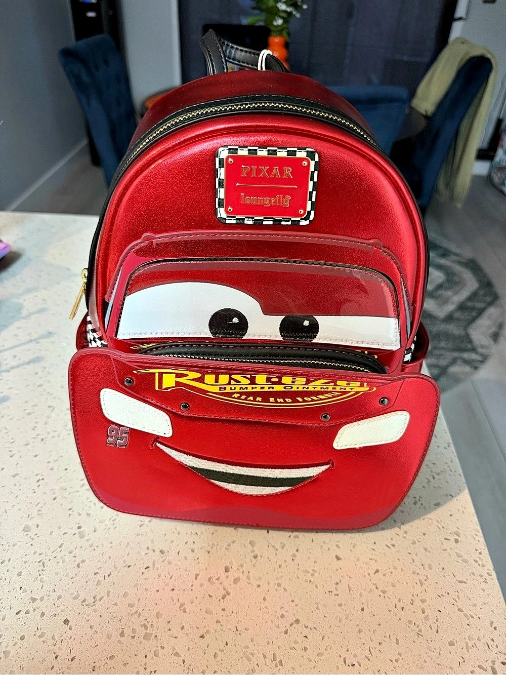 Loungefly Lightning McQueen 95 Red Black Mini Backpack NWT
